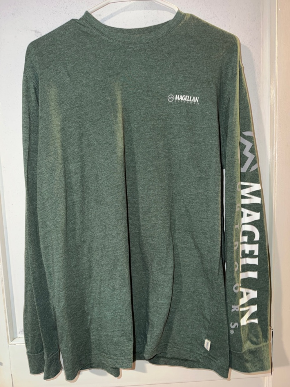 Magellan Outdoors Green Long Sleeve with White Sleeve Logo